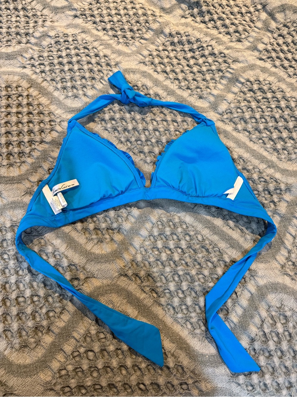 Blue Ruffled Triangle Bikini Top - Picture 2 of 8